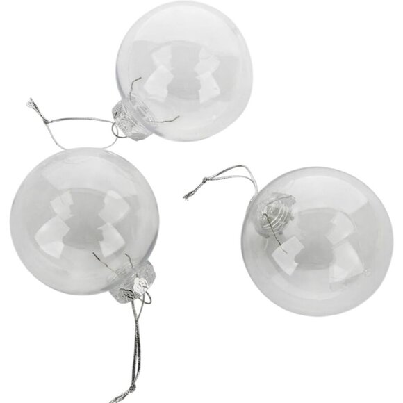 Clear Plastic DIY Craft Christmas Tree Ornaments Set Of 3, 3.5 inch OD - Picture 6 of 7